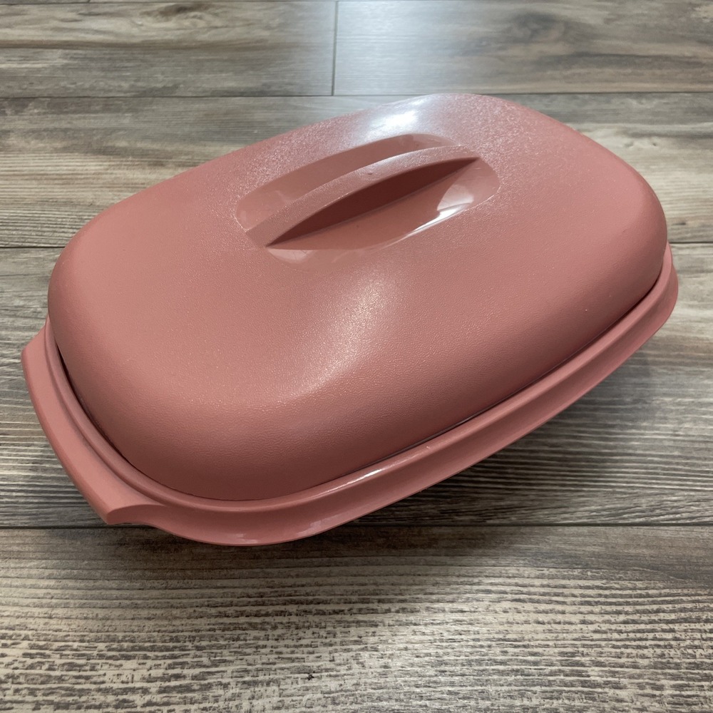 Tupperware Microwave Food Steamer 6 Cups Dusty Rose Pink 3 Piece 1273-6